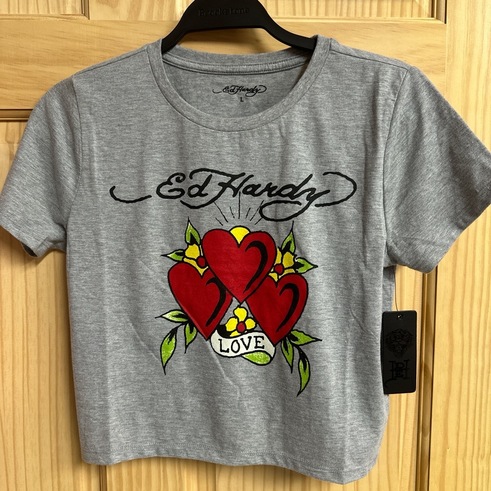 Women’s Large Grey Ed Hardy Crop Top